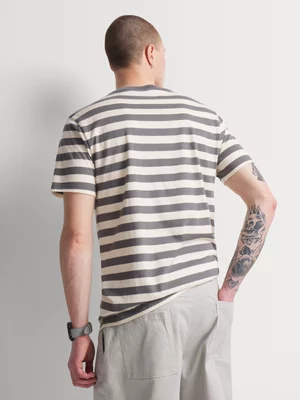 Markham Men's Horizontal Stripe Grey/Milk T-Shirt