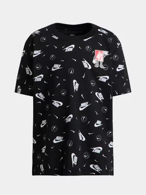 Nike Toddler Boys Printed AOP Boxy Black Tee