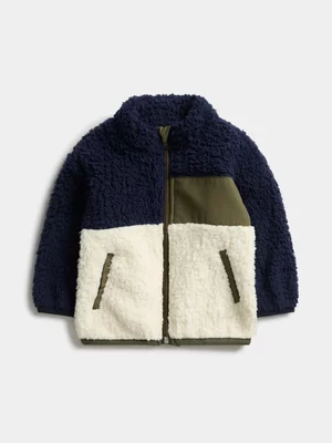 Jet Toddler Boys Navy Funnel Neck Fleece Zip Through