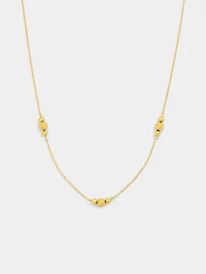 Yellow Gold Bead Trio Station Necklace