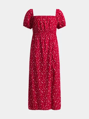 Jet Teen Girls Red Floral Dress