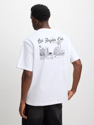 Exact Men's White Back Print T-Shirt