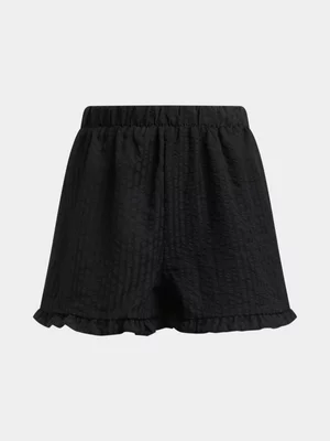 Jet Older Girls Black Frill Hem Shorts