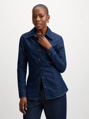 Exact Women's Dark Wash Denim Shirt 