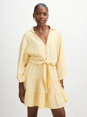 Jet Women's Yellow Tiered Mini Skirt