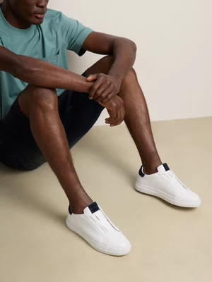 Fabiani Men’s White Suede Concealed Elasticated Court Sneakers