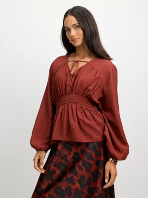 Exact Women's Rust V-Neck Blouse 