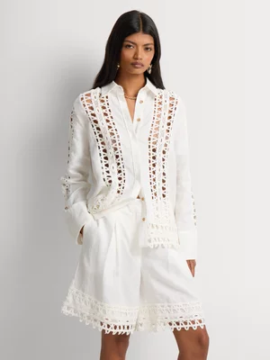 Luella Crochet Trim Linen Shorts