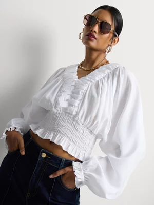 Luella V-Neck Ruched Top