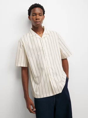 The FIX Men's White & Black Striped Shirt