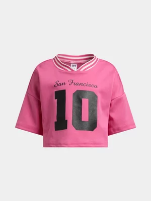 Jet Younger Girls Pink Birdseye Top