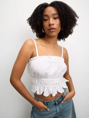 The FIX Women's White Cambric Strappy Top