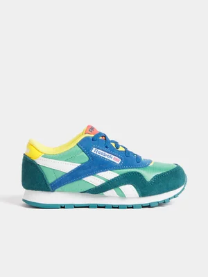 Reebok Kids Classic Nylon Green/Teal Sneaker