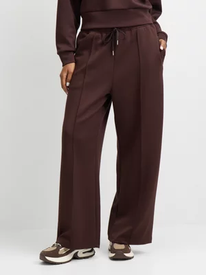 Exact Women's Brown Soft Touch Wide-Leg Sweat Pants