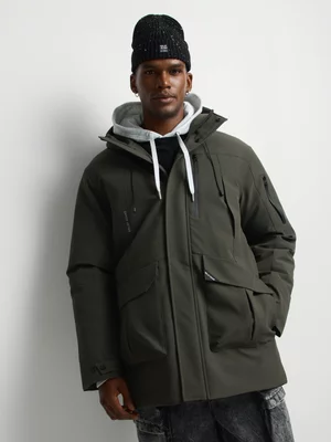 Relay Jeans Men's Tech Padded Green Parka Jacket