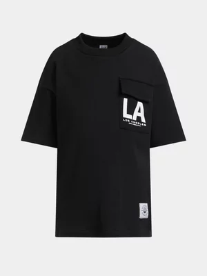 Jet Younger Boys Black La Pocket Print T-Shirt
