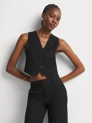 Women's Scotch & Soda Black Gabardine Waistcoat