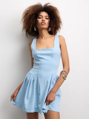 The FIX Women's Blue Bengaline Bustle Mini Dress