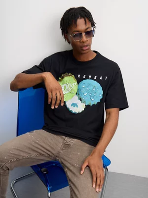 Redbat Men’s Bottle Cap Graphic Black T-Shirt