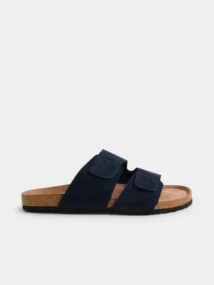 Jet Men's Navy Double Band Velcro Sandals