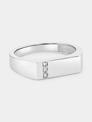 Sterling Silver Lab Grown Diamond Square Trilogy Ring 