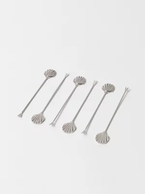AH Silver Shell Cocktail Picks Set of 6