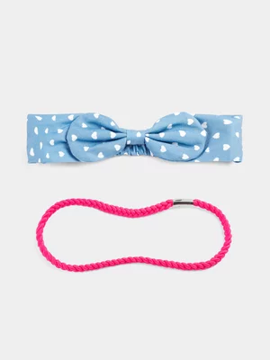 Girl's Blue & Pink 2-Pack Headbands 