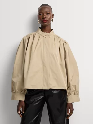 Luella Gathered Balloon Sleeve Cropped Jacket