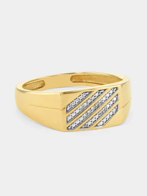 Yellow Gold Earth Grown Diamond Diagonal Rows Ring  