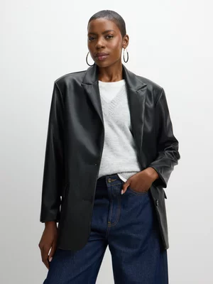 Jet Women’s Black PU Blazer