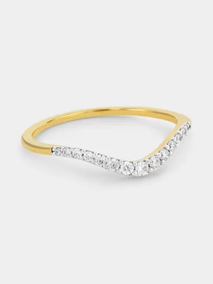 Yellow Gold Lab Grown Diamond Pavé Curved Anniversary Ring