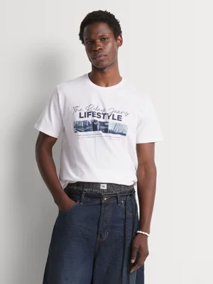 Relay Jeans Men's White Graphic T-Shirt