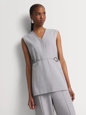 Sleeveless Belted Blazer