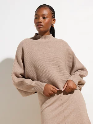 Women's Canvas Co-ord Wrap Back Jumper Taupe