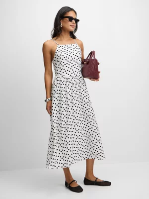 Exact Women's White & Black Polka Dot Sundress