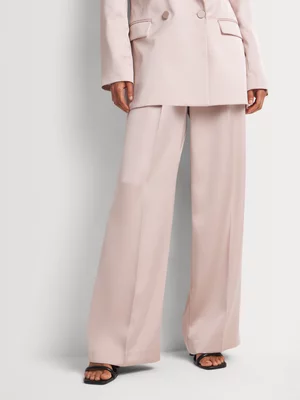 Satin Wide Leg Pleated Pants