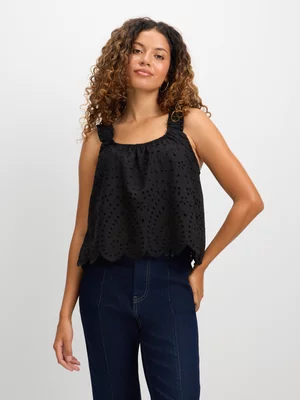 Exact Women's Black Anglaise Cami Top