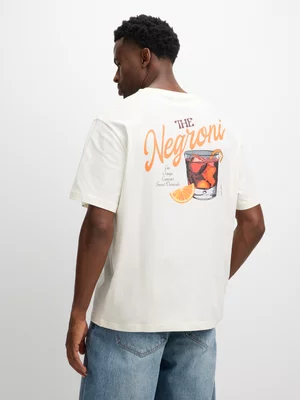 Exact Men's White Back Print T-Shirt