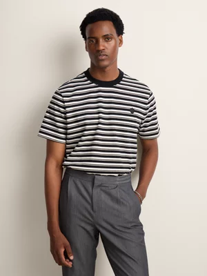 Fabiani Men's Black/White Stripe Textured Fashion T-Shirt