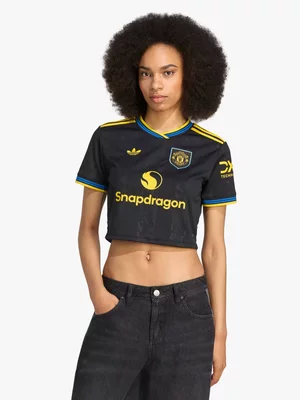 adidas Womens Manchester United 3rd 25/26 Black Crop Stadium Jersey