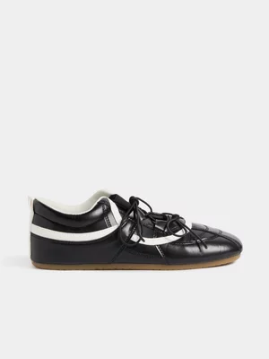 The FIX Women's Black Lace Up Ballet Sneakers