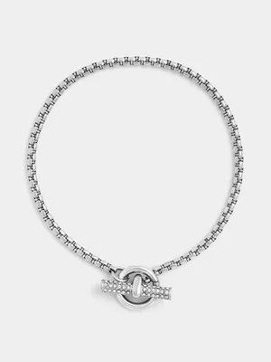 Tempo Jewellery Stainless Steel Cubic Zirconia T-Bar Bracelet 