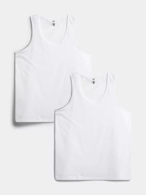 Jet Mens White 2 Pack Vests