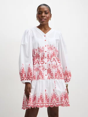 Jet Women’s Red White Anglaise Mini Dress