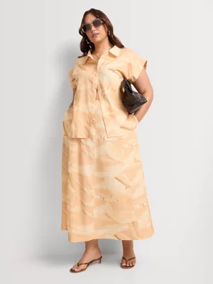 Co-Ord Palm Print Panel Maxi Skirt