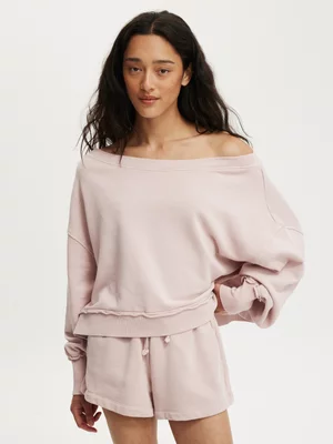 Women's Cotton On Pink Off Shoulder Sweatshirt