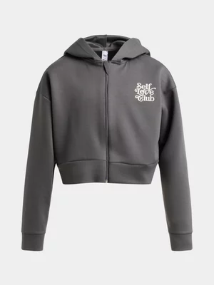 Jet Older Girls Grey Zip Thru Lux Hoody