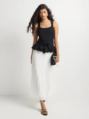 Sleeveless Knit Chiffon Combo Dress