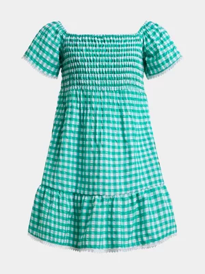 Jet Older Girls Green Check Dress