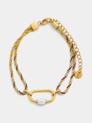 Tempo Jewellery Gold Plated Cubic Zirconia Rainbow Rope Bracelet  